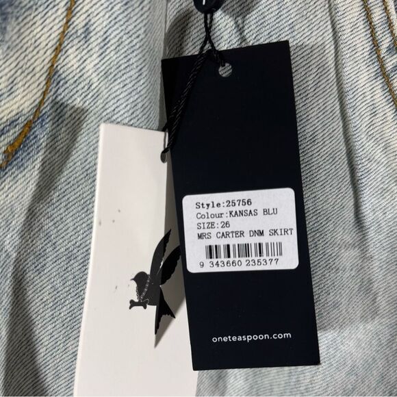 One Teaspoon Mrs Carter Denim Skirt in Kansas Blue Size 26 NWT - Picture 11 of 11